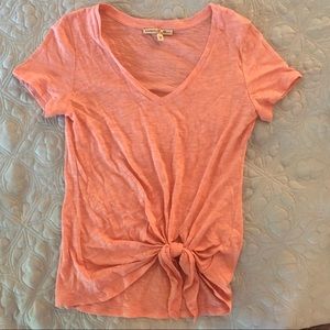 XS Coral Express tie front v-neck NWOT